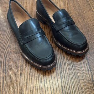 Madewell Black Leather Lug Sole Loafers